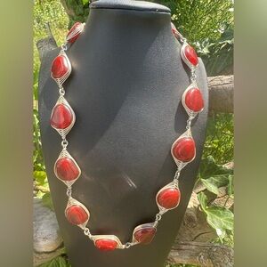 vintage red oblong lucite necklece